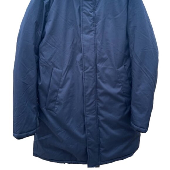 ZARA NWOT Men's Hooded Puffer Parka Long Navy Blue Size Medium - Picture 6 of 16